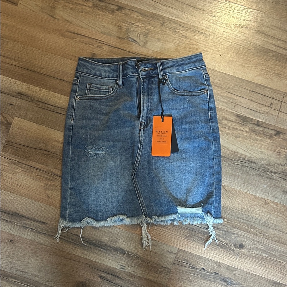 RTA Blue Distressed Mini Skirt